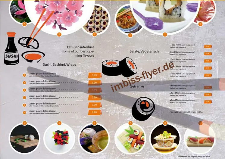 Gedruckter Sushi Flyer
