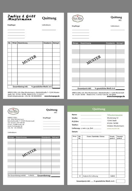 Quittungsblock Gastronomie