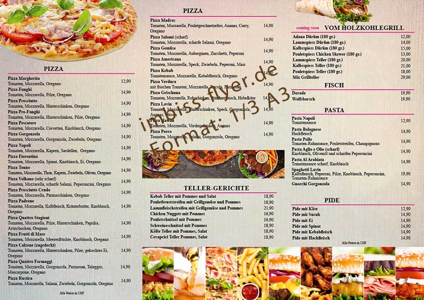 flyer Speisekarte