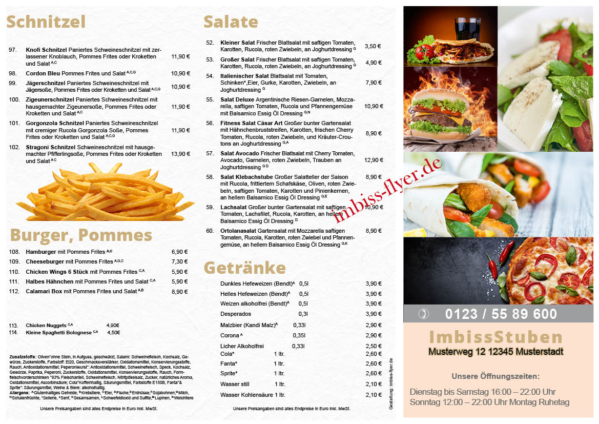 Speisekarte Flyer